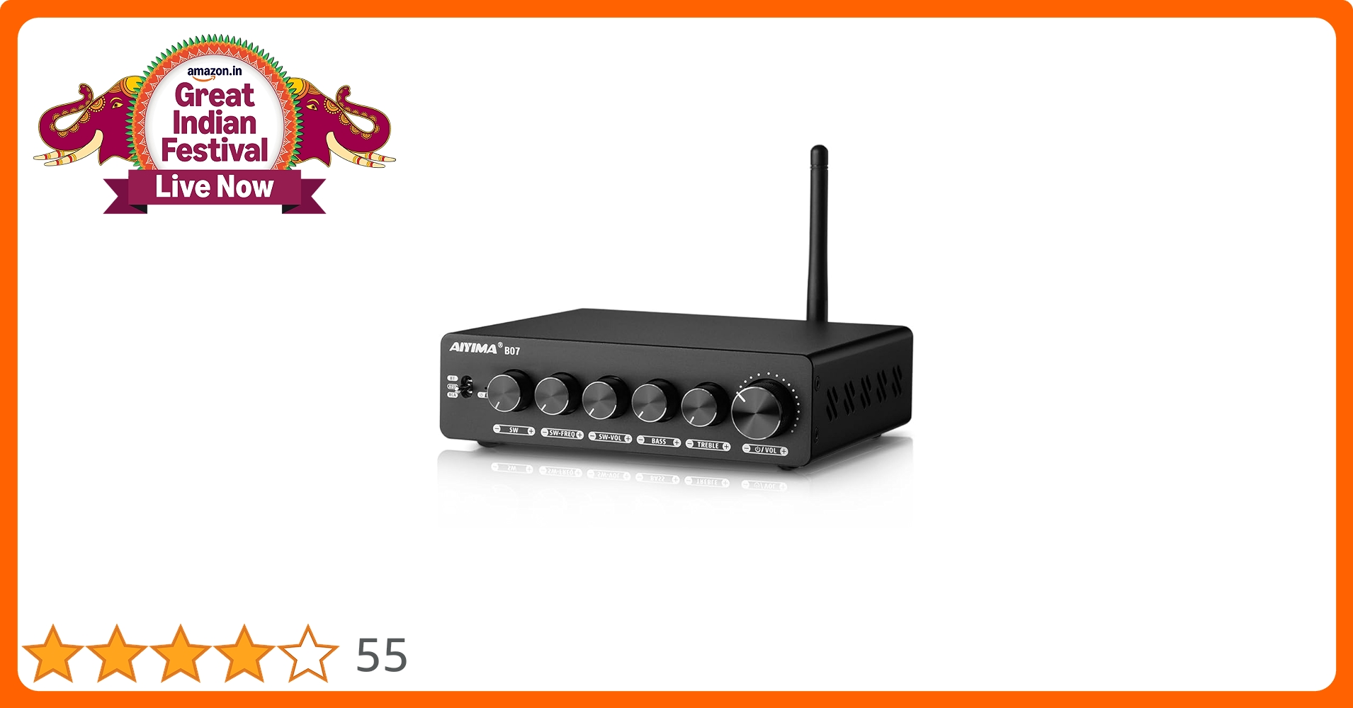 アンプ AIYIMA B07 AIYIMA B07 Bluetooth 5.2 Amplifier TPA3255 2.1 Channel